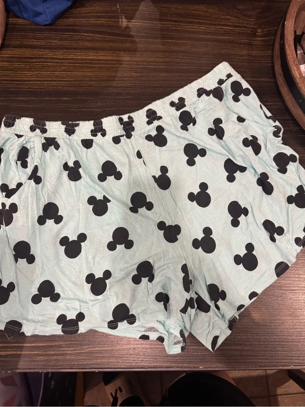 Disney Mint Green Tee with Black Mickey Silhouettes Pajama shirt and shorts